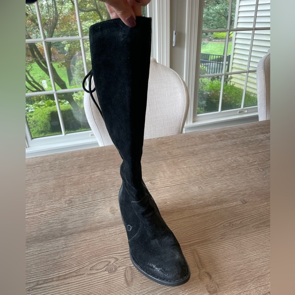 BORN suede tall boots - zipper closure with back tie - size 6 - Picture 4 of 7